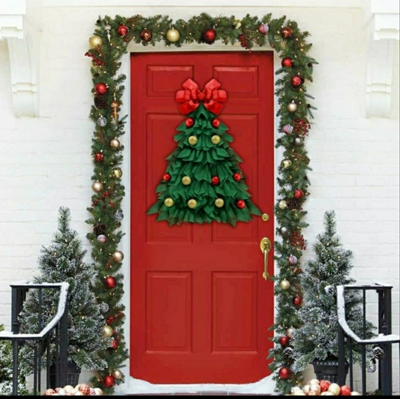 New Christmas Wreath 24" L Handmade Xmas Tree Wreath Indoor/Outdoor Wall/Door - Picture 3 of 6